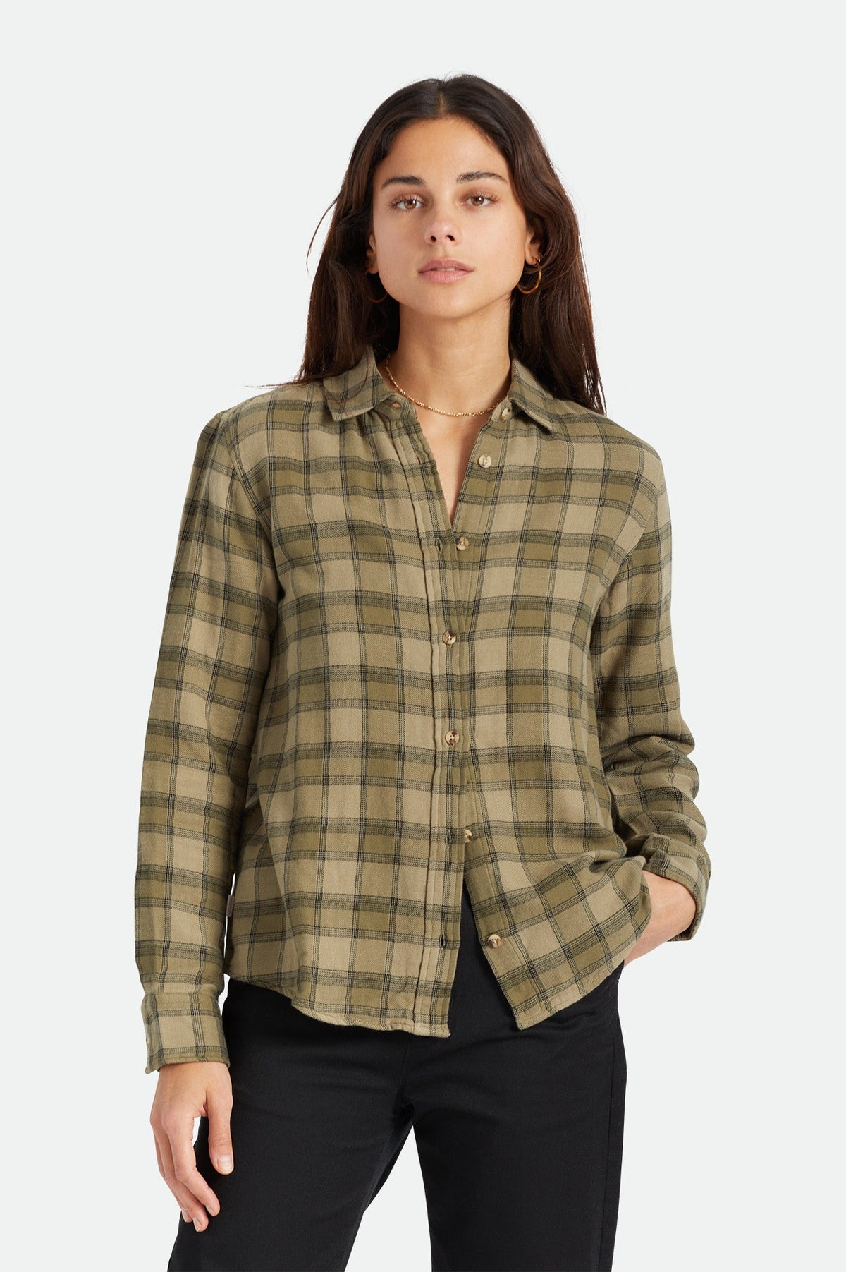 Bowery Women&#39;s Soft Weave L/S Flannel - Military Olive