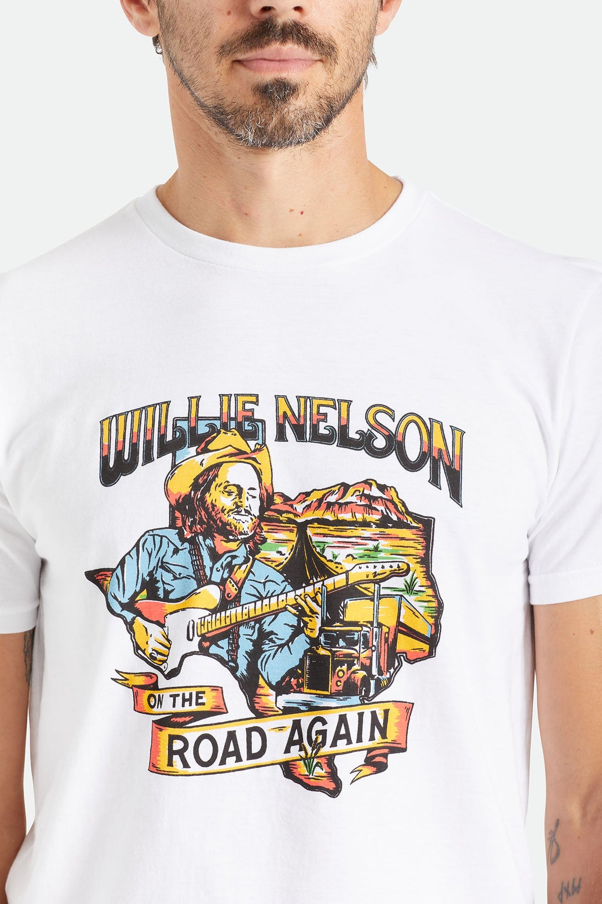 Willie Nelson Road Again S/S Tailored Tee - White
